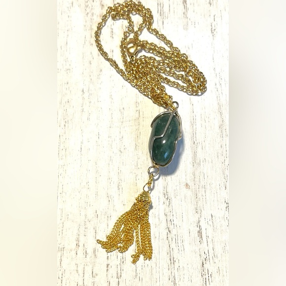 Vintage Wire-Wrapped Polished Semi-Precious Stone Necklace - Picture 1 of 4